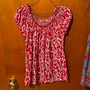 Red and white Carol Rose dress top